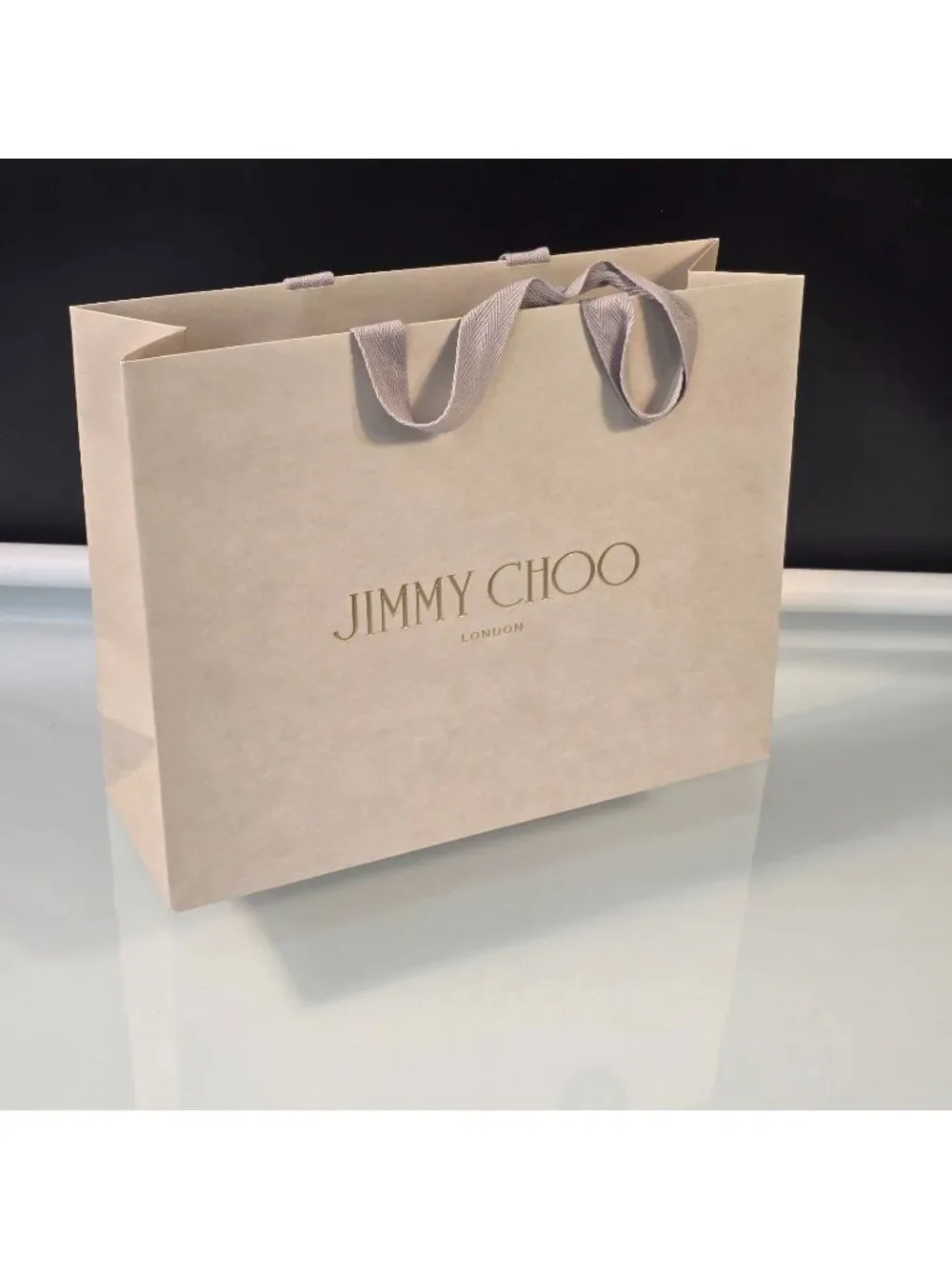 Authentic Jimmy Choo Paper Shopping Bag Beige 11